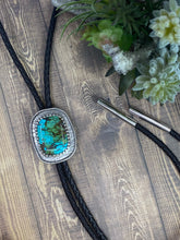 Load image into Gallery viewer, Hubei Turquoise And Sterling Silver Bolo Tie
