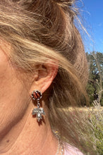 Load image into Gallery viewer, Sterling Maple Leaves And Red Tigers Eye Earrings
