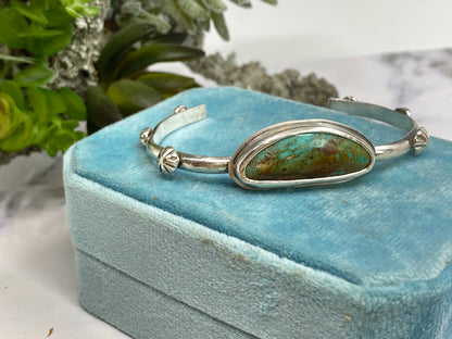 Royston Turquoise And Recycled Sterling Silver Cuff Bracelet