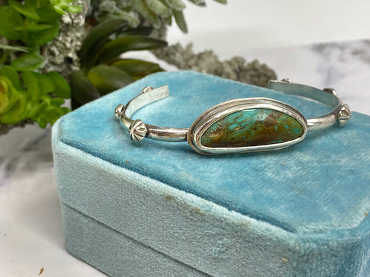 Royston Turquoise And Recycled Sterling Silver Cuff Bracelet