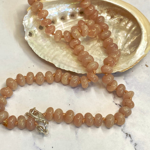 Peach Moonstone Hand Knotted Gemstone Necklace