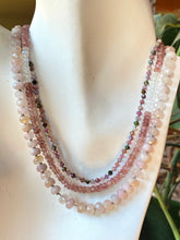 Load image into Gallery viewer, Pink Tourmaline And Rainbow Moonstone Faceted Gemstone Necklace
