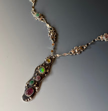 Load image into Gallery viewer, Recycled 18k Gold  &amp; Sterling Silver, Tourmaline,Opal, Emerald- Spring In Bloom Necklace
