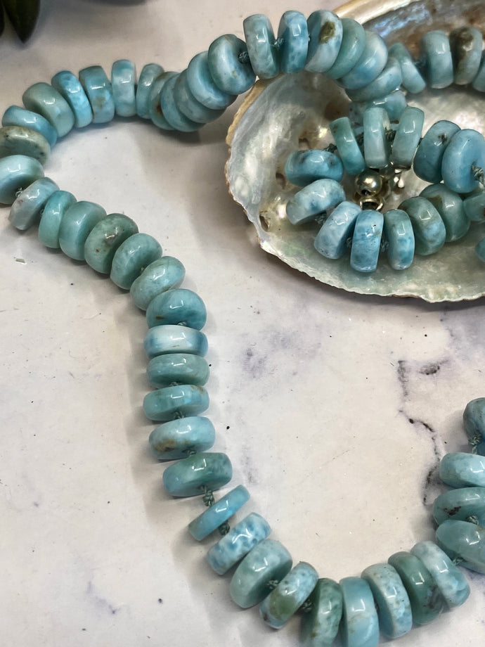 Larimar Hand Knotted Gemstone Candy Necklace