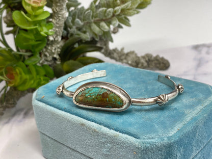 Royston Turquoise And Recycled Sterling Silver Cuff Bracelet