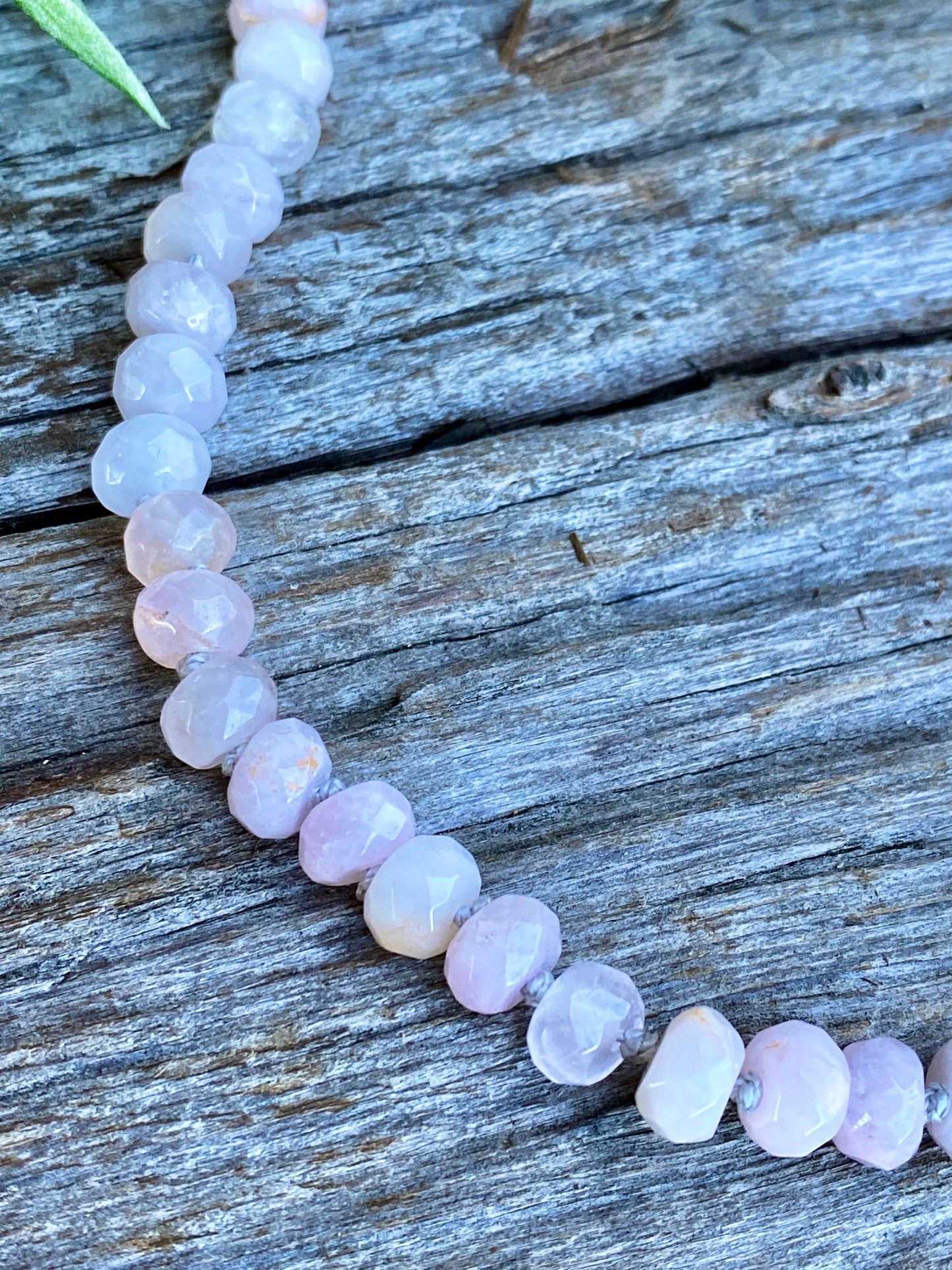 Pink Rose Quartz Gemstone Hand knotted Silk Necklace