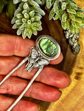 Load image into Gallery viewer, Hair Sticks -Sterling Silver And Labradorite Luna Moth
