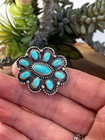 Kingman Turquoise Cluster Ring