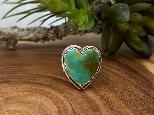 Turquoise Heart Statement Ring, Silver turquoise heart, turquoise silver, royston turquoise heart, unique silver heart turquoise ring stylish